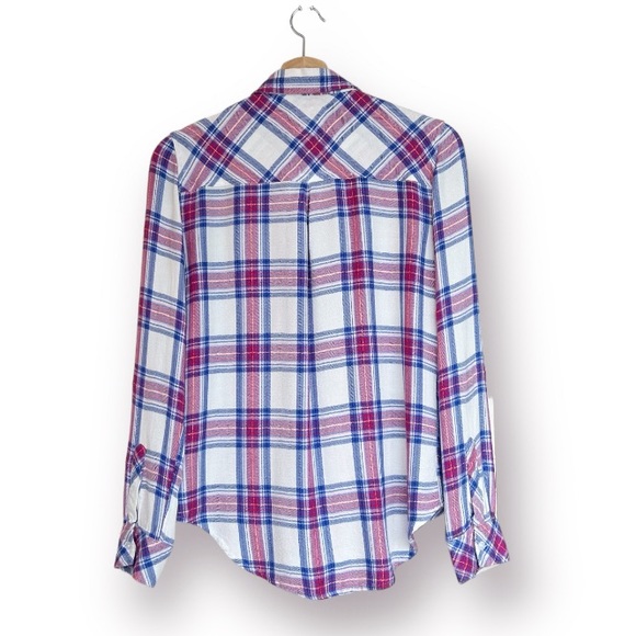 Rails Soft Plaid Button-up Top Hunter White Azure Scarlet XS - Picture 2 of 12